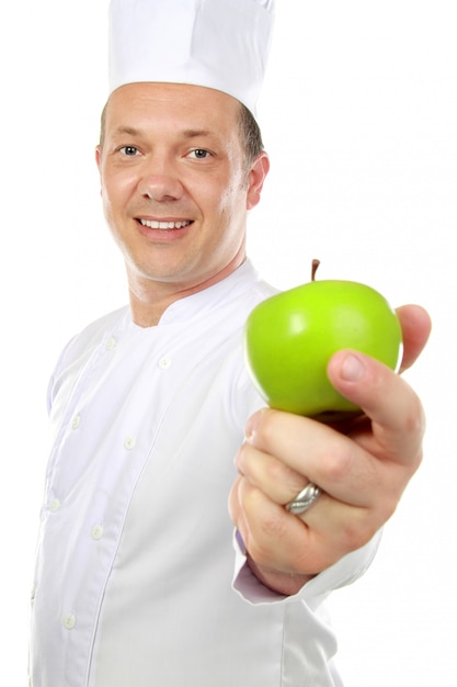 Chef masculino com maçã