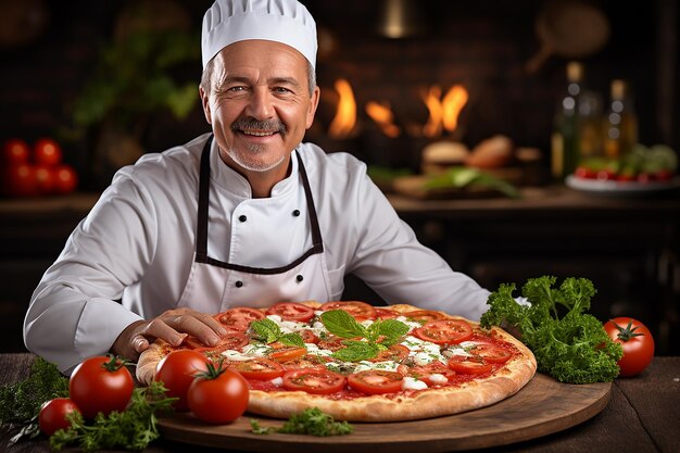 Chef masculino preparando pizza em um restaurante