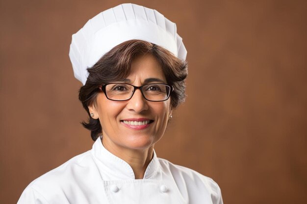 Foto chef mujer hispana latina senior pose segura