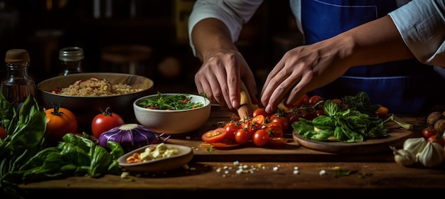 Un chef prepara la comida en un restaurante.