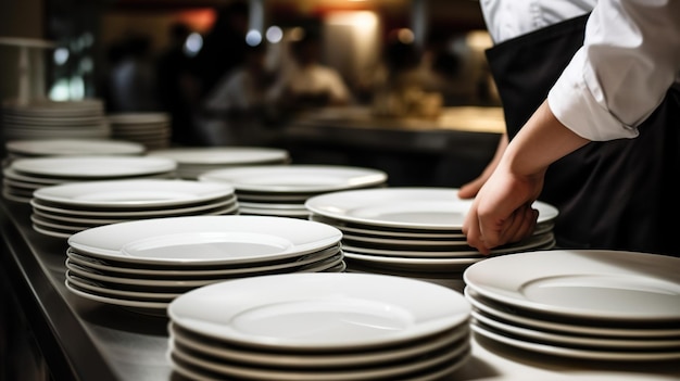 Un chef prepara platos en un restaurante.