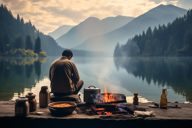 Chef preparando una comida con vistas. Generativo por Ai