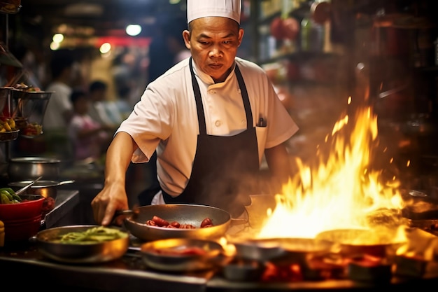 Foto chef preparando comida