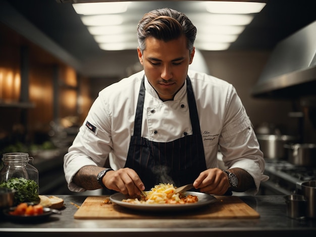 Un chef preparando una deliciosa comida