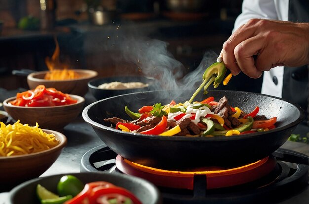 Chef preparando Fajitas