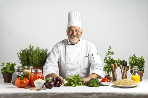 chef preparando ingredientes listos para cocinar