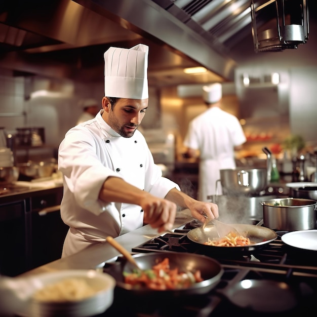 Chef preparando um prato gourmet