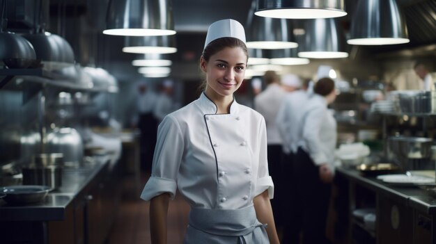 Un chef de restaurante está de pie en la cocina