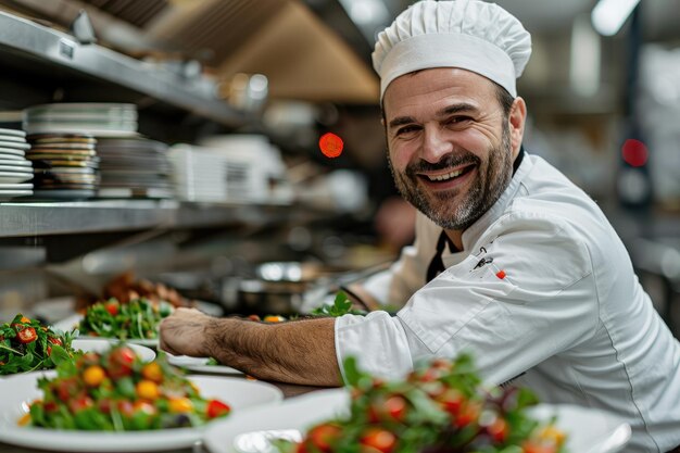 Un chef sonriente conduce una clase maestra Generative Ai