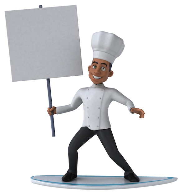 Chef surfando divertido em 3D