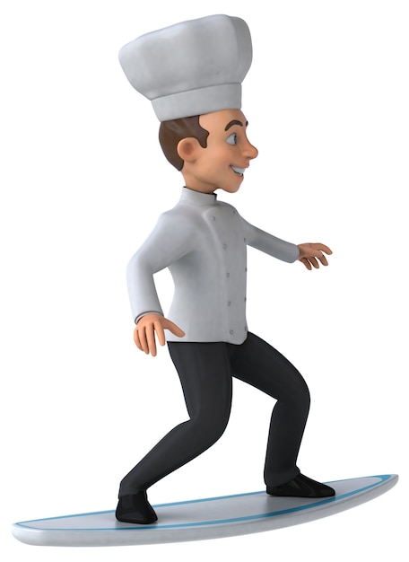 Chef surfando divertido em 3D