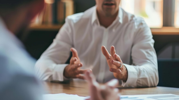 Chefe masculino a ter uma reunião com um novo cliente.