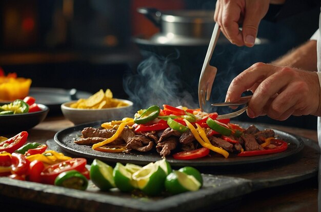 Chefe servindo Fajitas