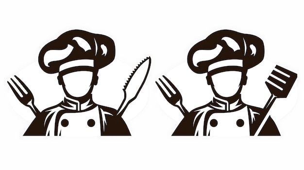 Chefkoch-Logo oder -Symbol Etiketten für die Speisekarte eines Restaurants oder Cafés Vektorsymbol