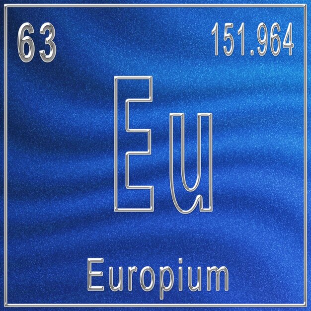 Chemisches Element Europium, Zeichen mit Ordnungszahl und Atomgewicht, Element des Periodensystems