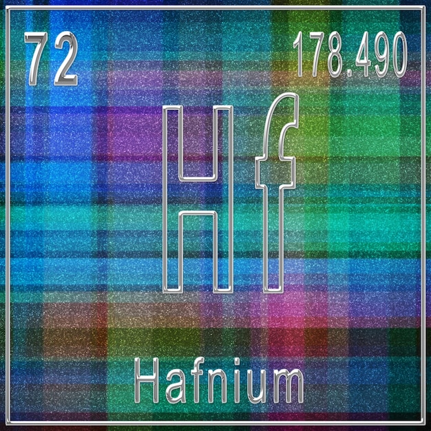 Chemisches Element Hafnium, Zeichen mit Ordnungszahl und Atomgewicht, Element des Periodensystems