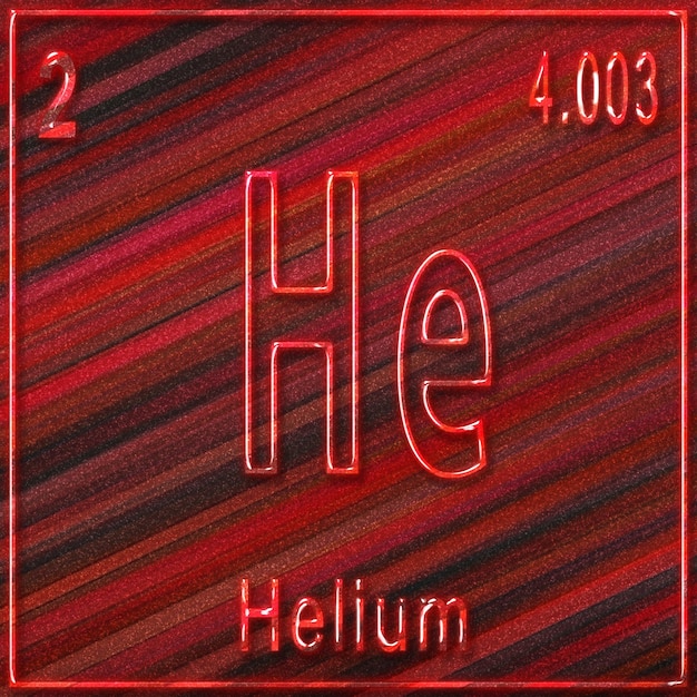 Foto chemisches element helium, zeichen mit ordnungszahl und atomgewicht, element des periodensystems