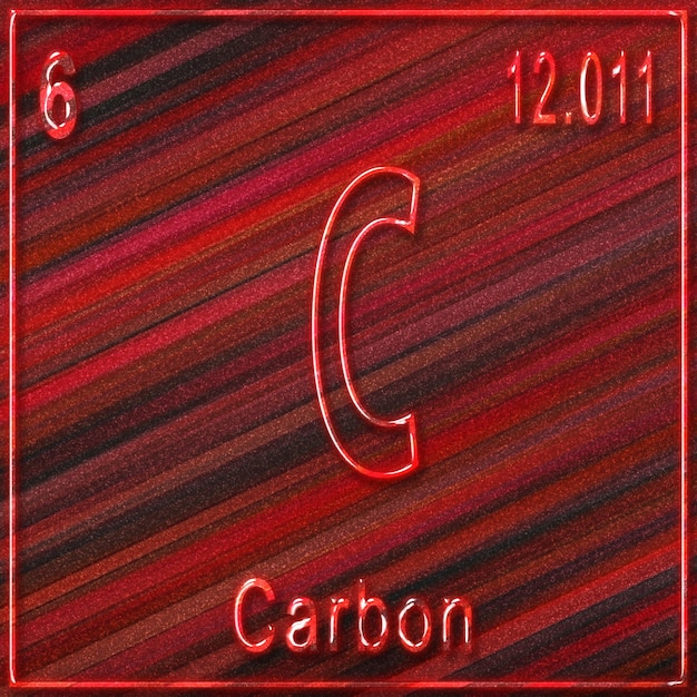 Chemisches Element Kohlenstoff, Zeichen mit Ordnungszahl und Atomgewicht, Element des Periodensystems