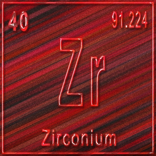 Chemisches Element Zirkonium, Zeichen mit Ordnungszahl und Atomgewicht, Element des Periodensystems