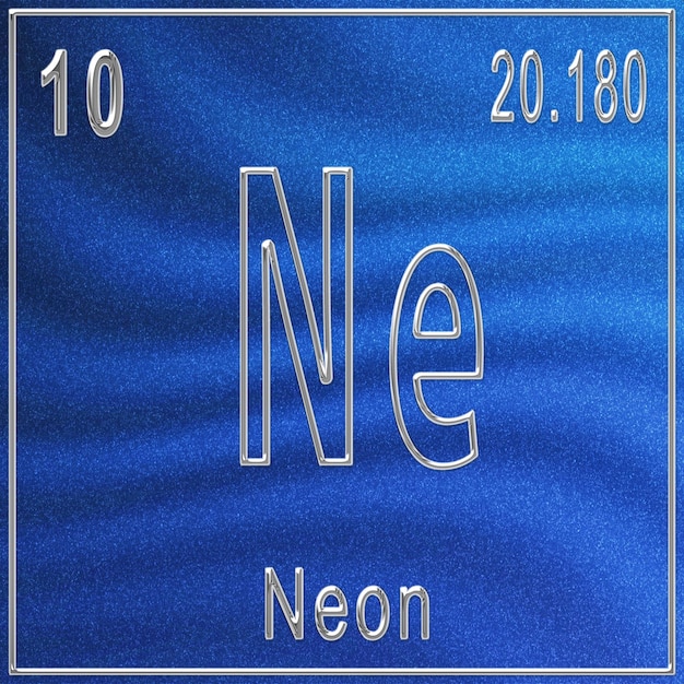 Chemisches Neonelement, Zeichen mit Ordnungszahl und Atomgewicht, Element des Periodensystems