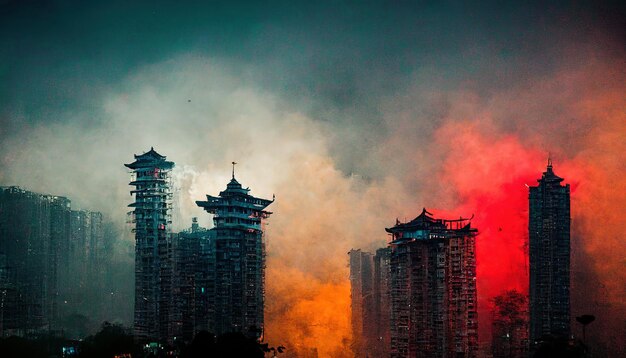 Chengdu China Malerei Illustration Skyline der Stadt Chengdu
