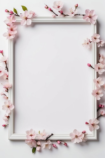 Cherry Blossom Ballet Border em branco Frame Mockup com espaço vazio branco para colocar seu projeto