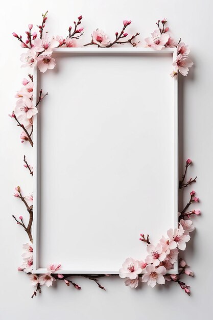 Cherry Blossom Bliss Border em branco Frame Mockup com espaço vazio branco para colocar o seu projeto