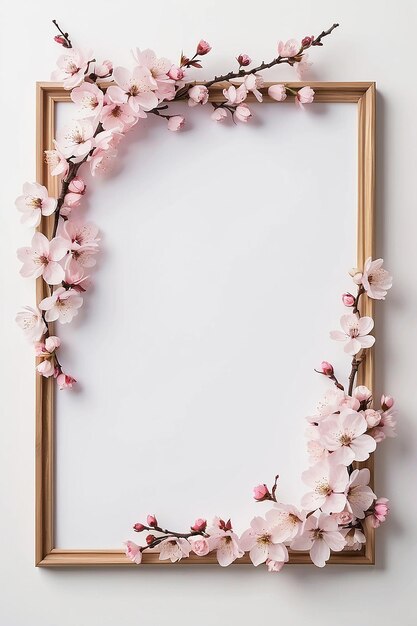 Cherry Blossom Bliss em branco Frame Mockup com espaço vazio branco para colocar o seu projeto