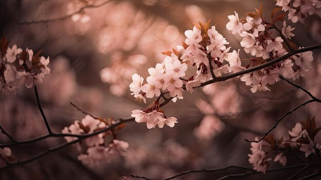 Cherry Blossom Floral Abstract Springtime in Japan mit lebendigem Sakura Flower Background Generative AI