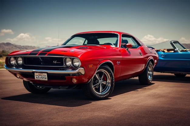 Chevrolet Camaro vermelho na pista