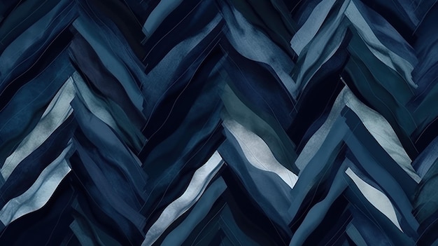 Chevron azul marinho zig zag pintado sem costura padrão