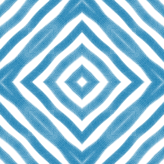 Chevron-Streifen-Design. Blauer symmetrischer Kaleidoskophintergrund. Textilfertiger zarter Druck, Badebekleidungsstoff, Tapete, Verpackung. Geometrisches Chevron-Streifenmuster.