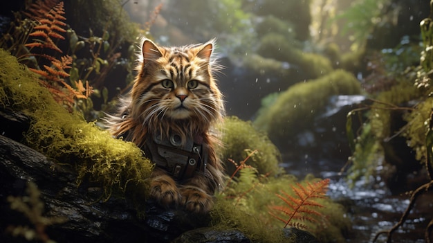 Chewie el gato en la naturaleza