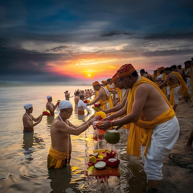 Foto chhath puja é um antigo festival hindu nativo da índia