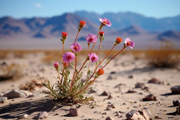 Foto chia en flor en un entorno desértico