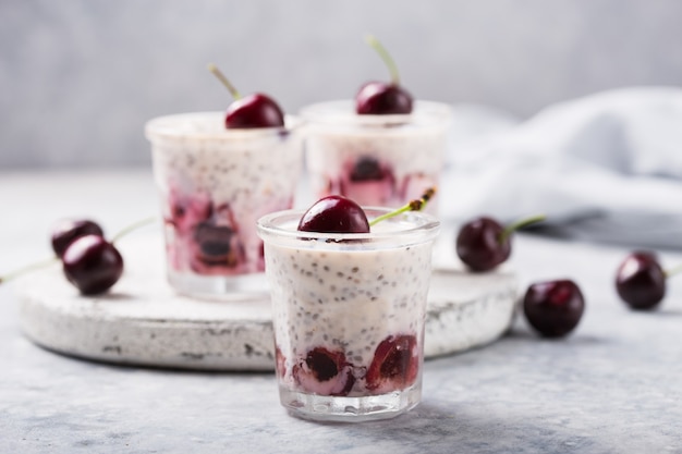 Chia Pudding mit Kirsche