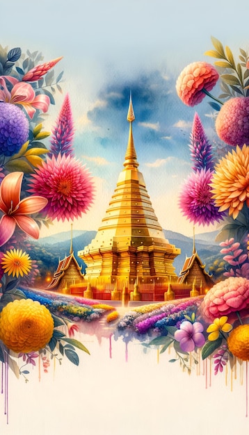 Chiang Mai Blumenfest-Plakatillustration