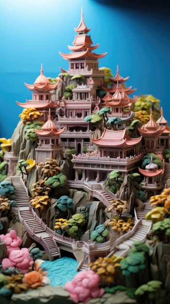 Chiang Mai Tailândia com artesanato 3D e fundo isolado