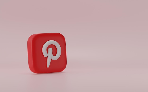 CHIANG RAI TAILÂNDIA 25 DE ABRIL DE 2023 Pinterest do popular logotipo de mídia social em renderização 3D de fundo rosa