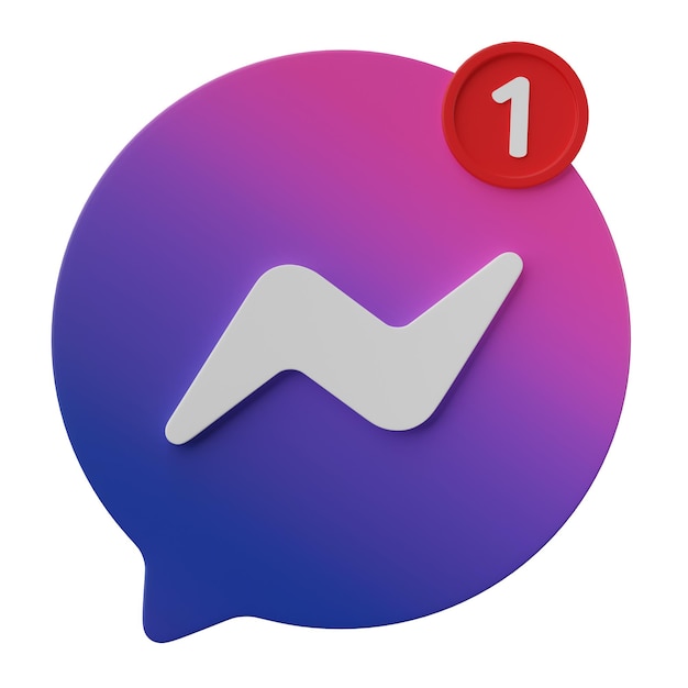 Chiang Rai Tailândia 13 de março de 2023 renderização 3D Meta chat messenger Facebook messenger com nova notificação isolada em fundo branco