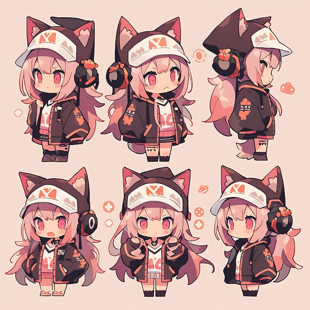 Chibi Art Kawaii Anime Personagens bonitos e ilustrações coloridas para criações digitais