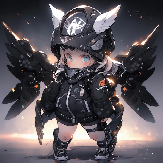 Chibi Cyberpunk-Anime-Mädchen