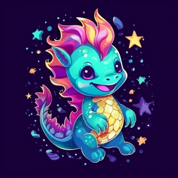 Foto chibi lindo dragón marino