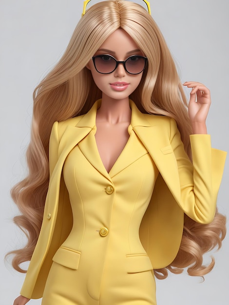 Chic Barbie Doll en traje amarillo Coleccionable con estilo