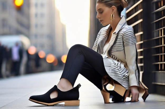 Foto el chic de la ciudad patea los zapatos de moda para los urbanos