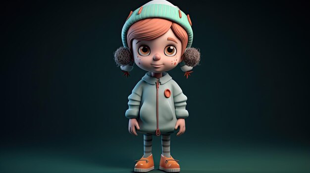 Chica 3D personaje de dibujos animados