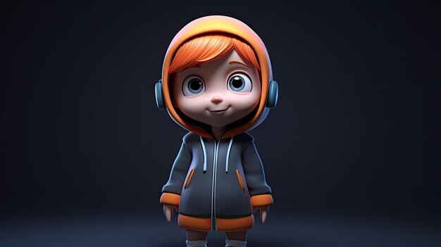 Chica 3D personaje de dibujos animados