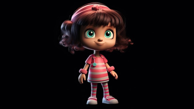 Chica 3D personaje de dibujos animados