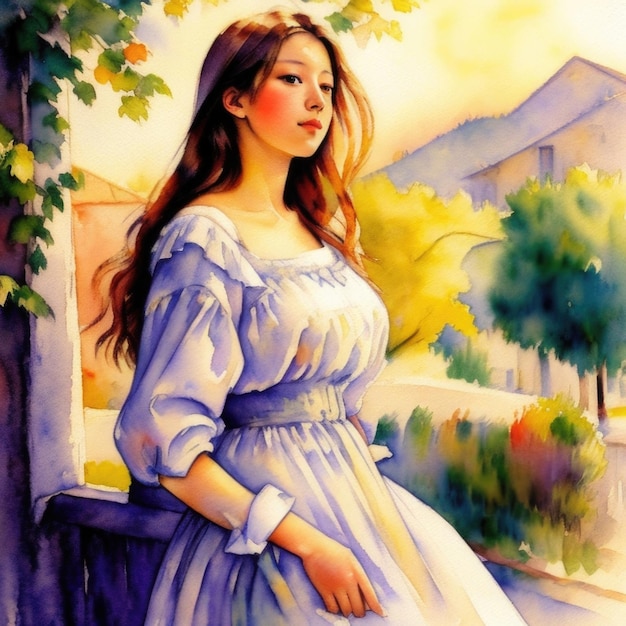 chica acuarela pintura