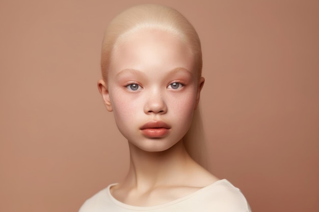 Chica albino con cabello corto AI